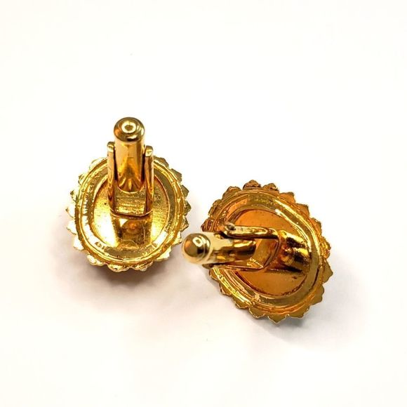 Amber & Golden oval cufflinks - Picture 4 of 6